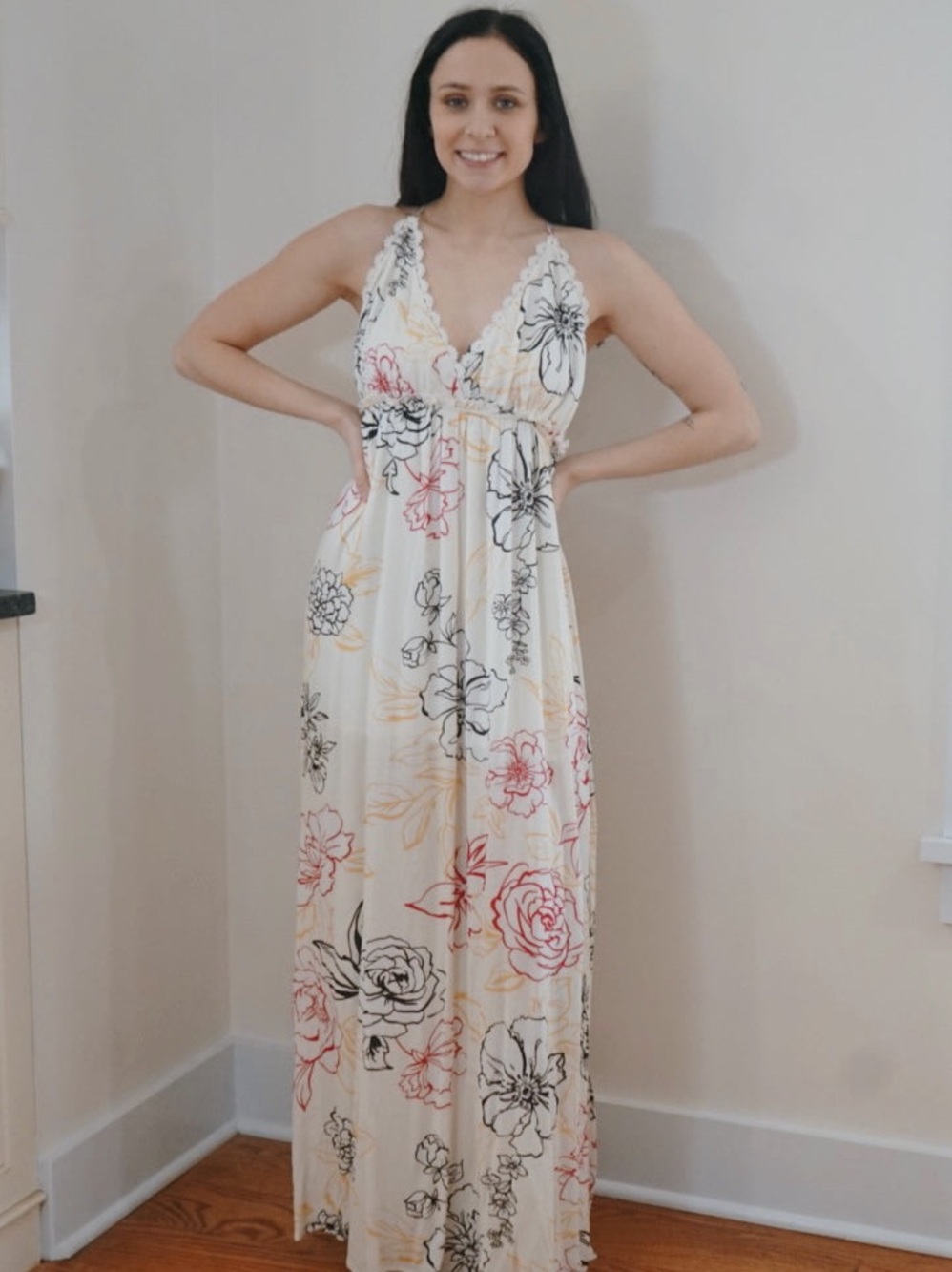 BlueBusa Floral Halter Maxi Dress -size S NWT
